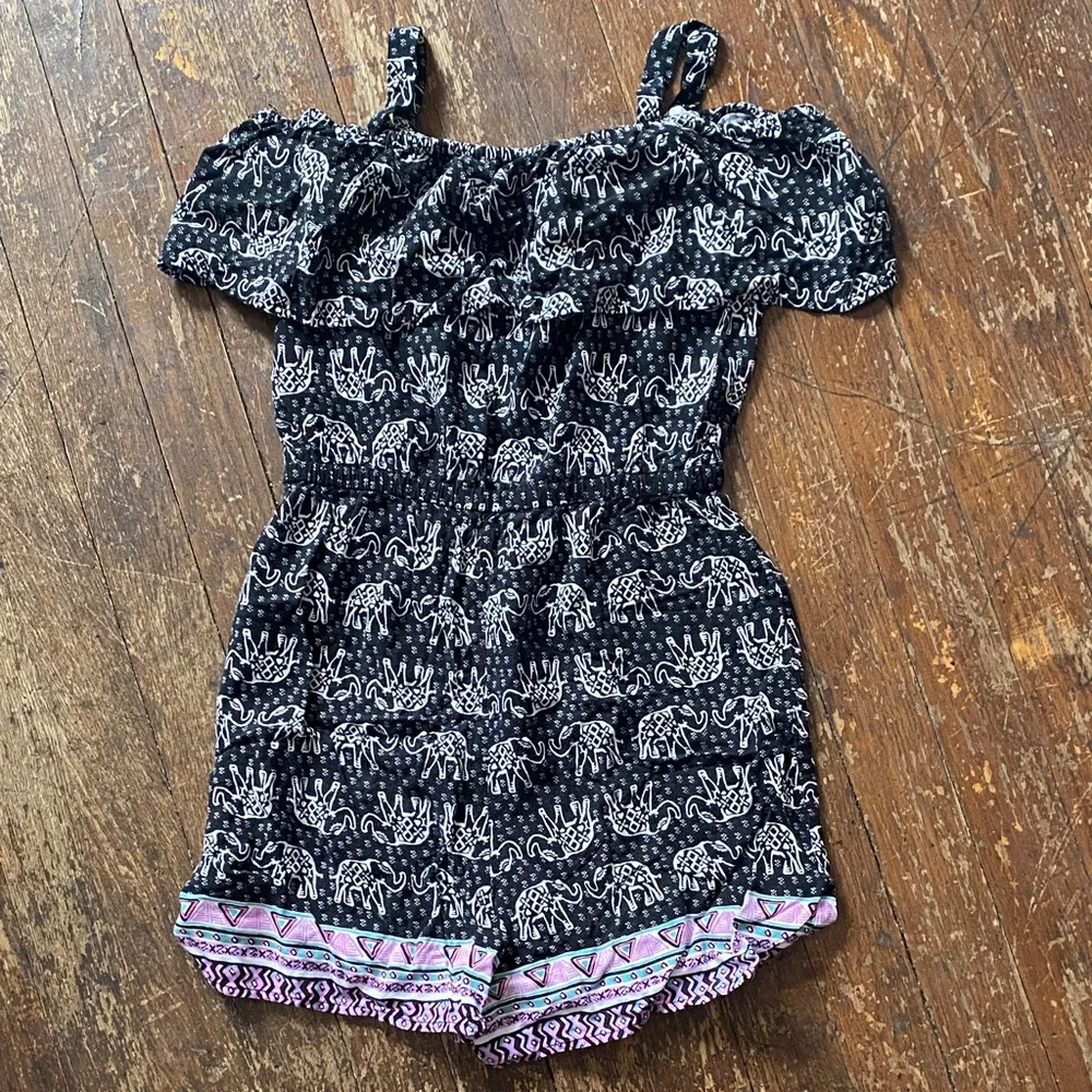 JUSTICE Girls size 12 Elephant Shorts Romper